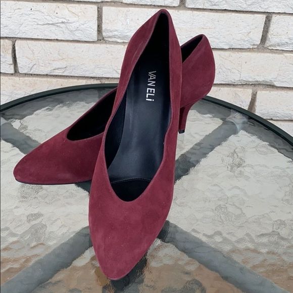 Wine Suede Pumps - Picture 1 of 5